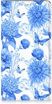Smart Cover Geschikt voor Samsung Galaxy A51 Flowers Blue