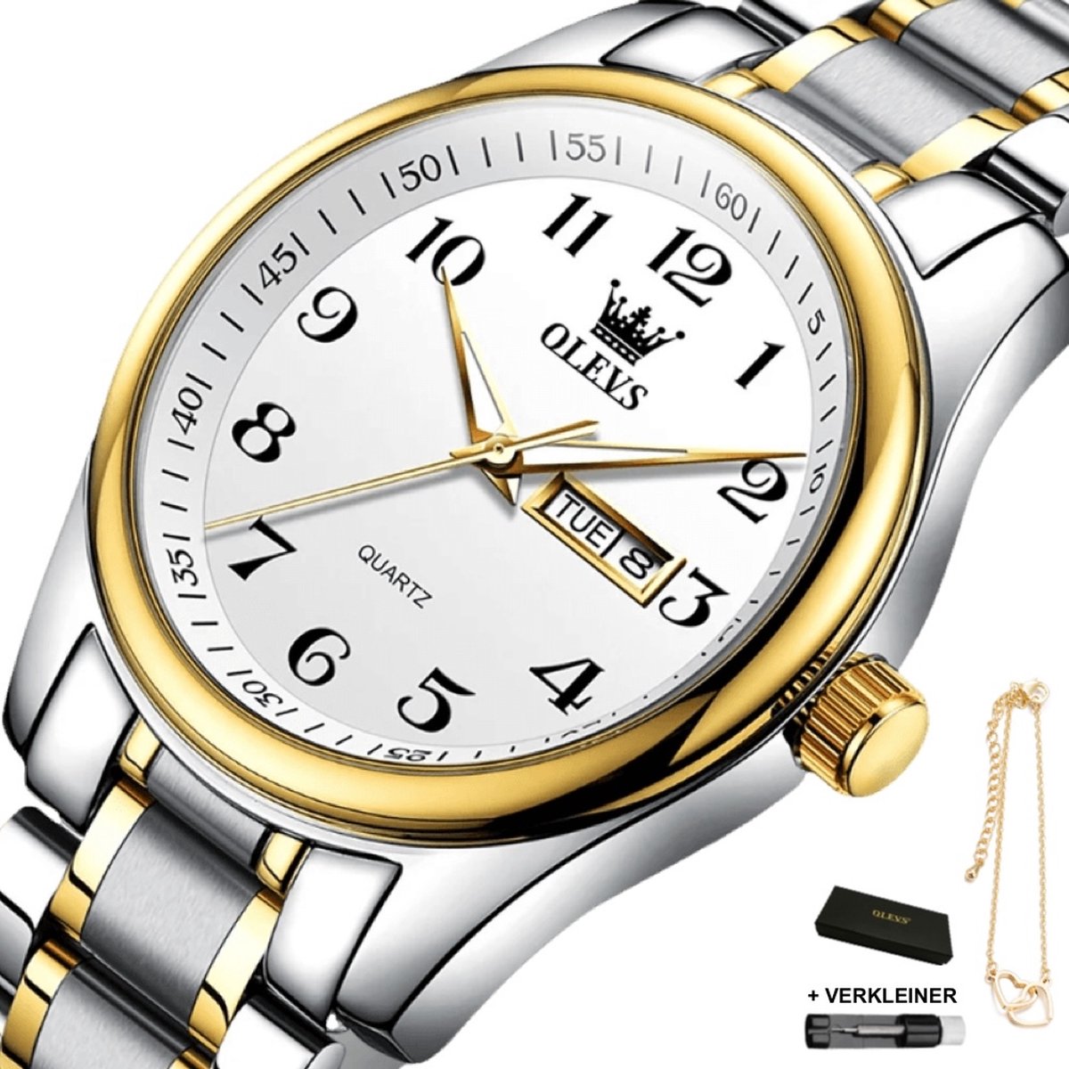 OLEVS® - Horloge Vrouwen - Cadeau voor Haar - Horloges voor Vrouwen - 40 mm - Zilver Goud Wit