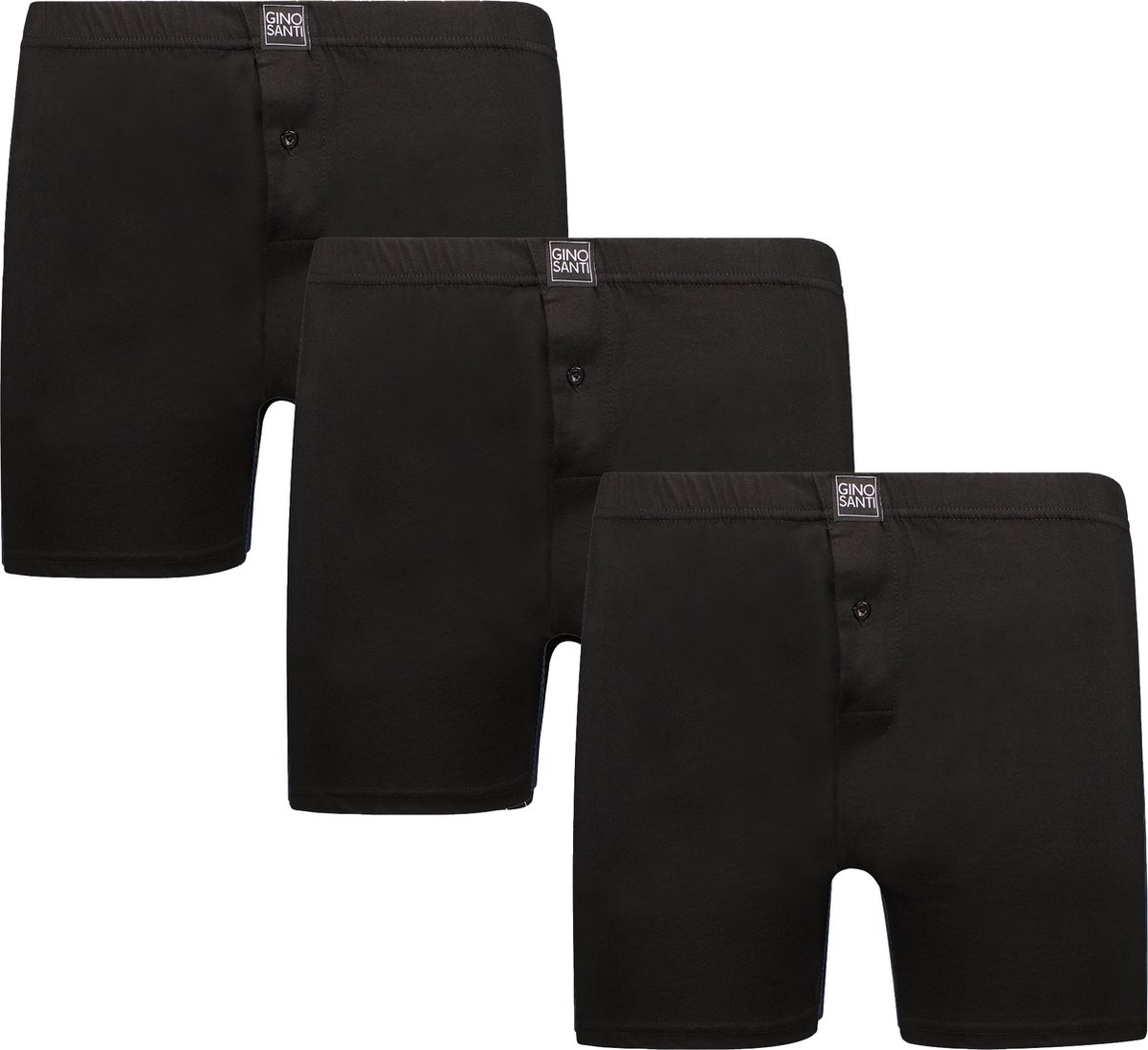 Gino Santi Heren Boxershort - Klassieke fit - 3-pack Zwart - Wijde Short | Maat XL