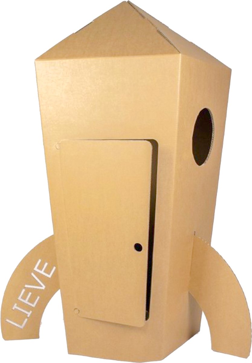 Kartonnen Speel Raket - Speelhuis - Kartonnen speelgoed - 100% recyclebaar - 98x68x7 cm - Helemaal te versieren met verf - Cadeau van Duurzaam Karton - KarTent