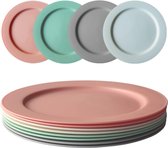 Ensemble d'assiettes 8 x 25 cm, Assiettes plates incassables, assiettes réutilisables pour enfants, Assiettes en plastique légères, Assiettes plates de camping, passent au micro-ondes et au lave-vaisselle.