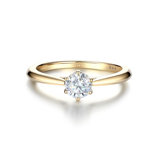 Ella - 14k Geelgouden Solitair Moissanite Verlovingsring - 0.5 karaat