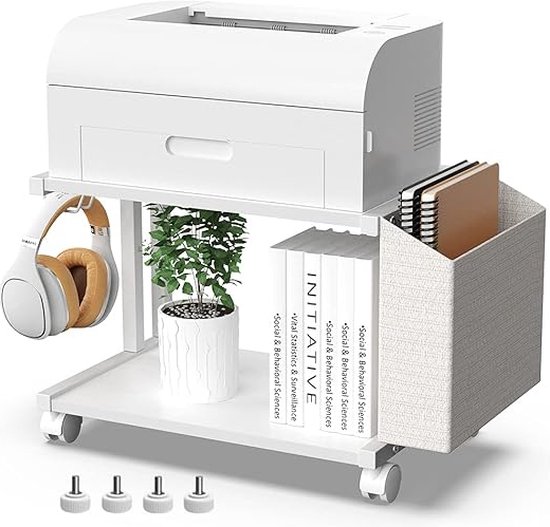 Support d'imprimante en bois moderne à 2 niveaux avec sac de rangement pour  la maison