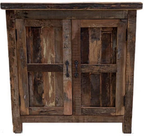 Wandmeubel - wandkabinet - grof oud hout - 81 cm breed - 2-deurs - breed 81cm - By Mooss