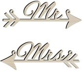 Houten pijlen Mr and Mrs aan jute touw - mr - mrs - trouwen - huwelijk - pijl - decoratie - hout