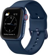By Qubix Soft siliconen bandje met gespsluiting - Donkerblauw - Geschikt voor Apple Watch 42mm - 44mm - 45mm - Ultra - 49mm - Compatible Apple watch