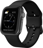 By Qubix Soft siliconen bandje met gespsluiting - Zwart - Geschikt voor Apple Watch 42mm - 44mm - 45mm - Ultra - 49mm - Compatible Apple watch bandje