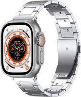 By Qubix Titanium band - Zilver - Geschikt voor Apple watch 42mm - 44mm - 45mm - 49mm