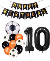 Cijfer Ballon 10 | Snoes Champions Voetbal Plus - Ballonnen Pakket | Oranje en Zwart