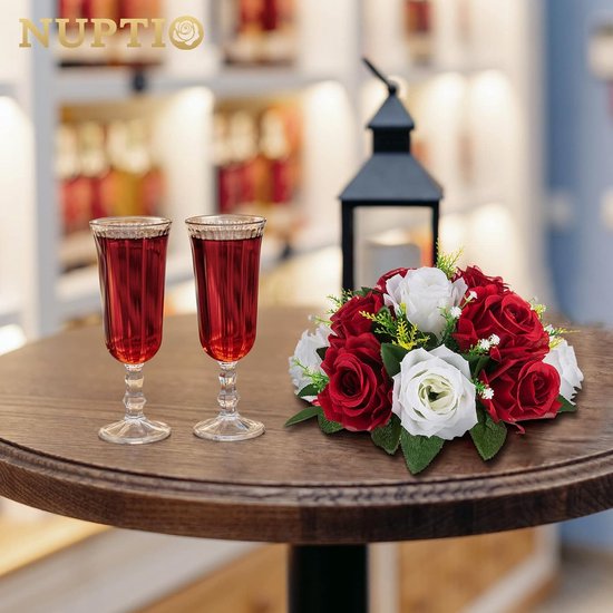 NUPTIO Witte Bloemen Bal Middenstukkens: 10 Stuks 24cm Diameter Decoratieve Kunstmatige Roos Ballen voor Bruiloft Tafel - Nep Gipskruid Baby Adem Bloemstuk voor Feest Receptie NUPTIO Witte Bloemen Bal Middenstukkens: 10 Stuks 24cm Diameter Decoratieve Kunstmatige Roos Ballen voor Bruiloft Tafel - Nep Gipskruid Baby Adem Bloemstuk voor Feest Receptie