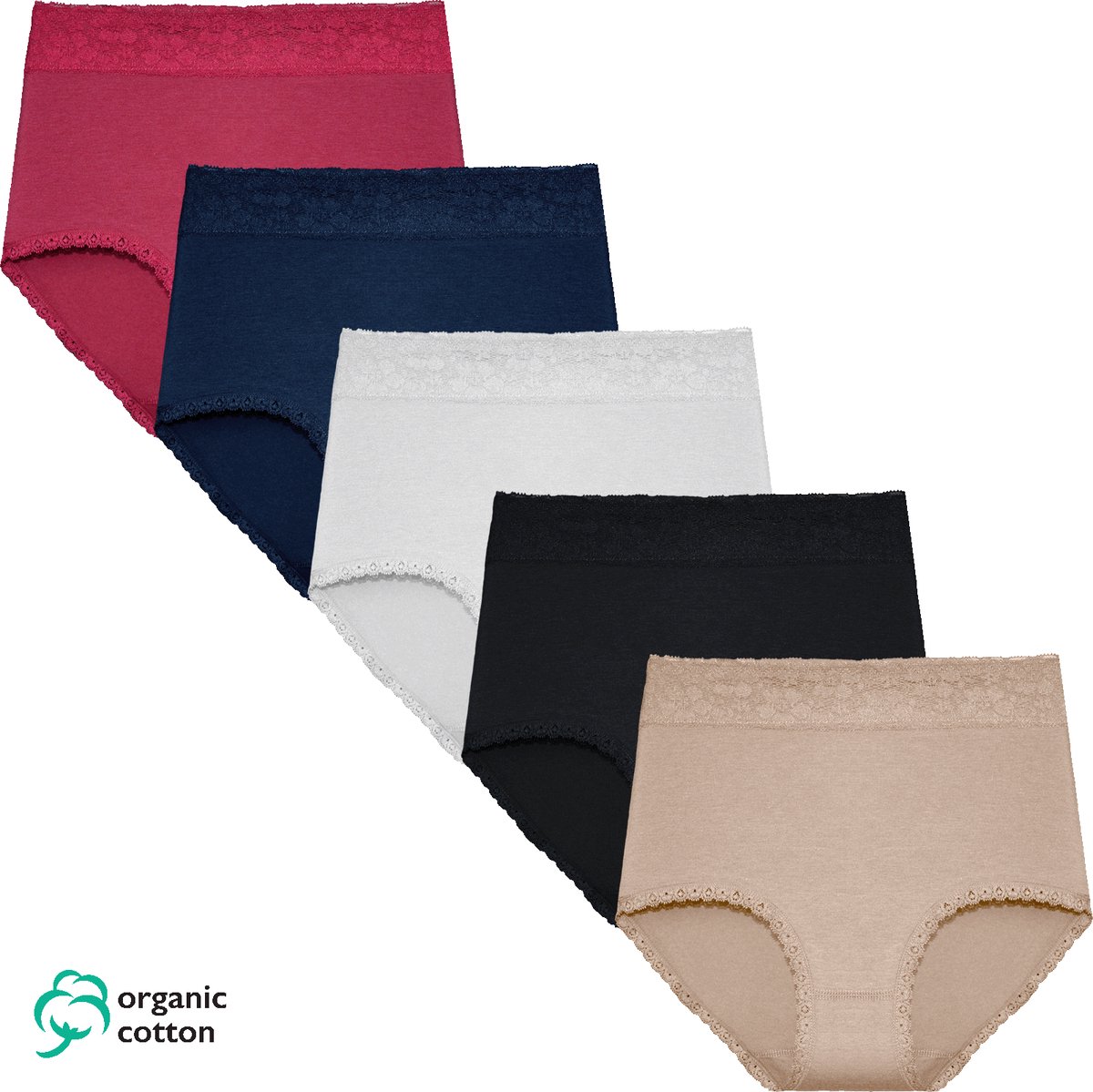 Dames Slip Hoge Taille Slip Organisch Katoen 5 Pack Maat M Mix Kleur Dames. bol