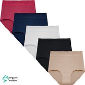 Bol.com Dames Slip - Hoge Taille Slip - Organisch Katoen - 5-Pack - Maat M - Mix Kleur | Dames Ondergoed | aanbieding