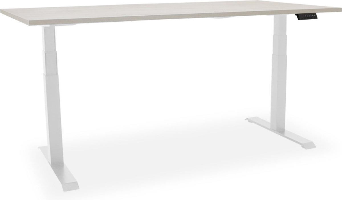 Officetopper Elektrisch zit-sta bureau Essential NPR - 200x80cm - light oak/wit