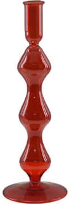 Kandelaars en kaarsenhouders - glazen kandelaar - kleurrijke kandelaar - rood - by Mooss - Hoog 27cm