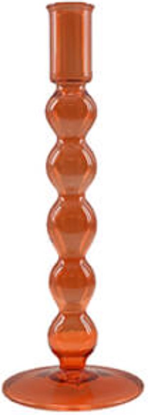 Kandelaars en kaarsenhouders - glazen kandelaar - kleurrijke kandelaar - oranje - by Mooss - Hoog 23cm