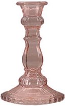 Kandelaars en kaarsenhouders - glazen kandelaar - kleurrijke kandelaar - roze - by Mooss - Hoog 17cm