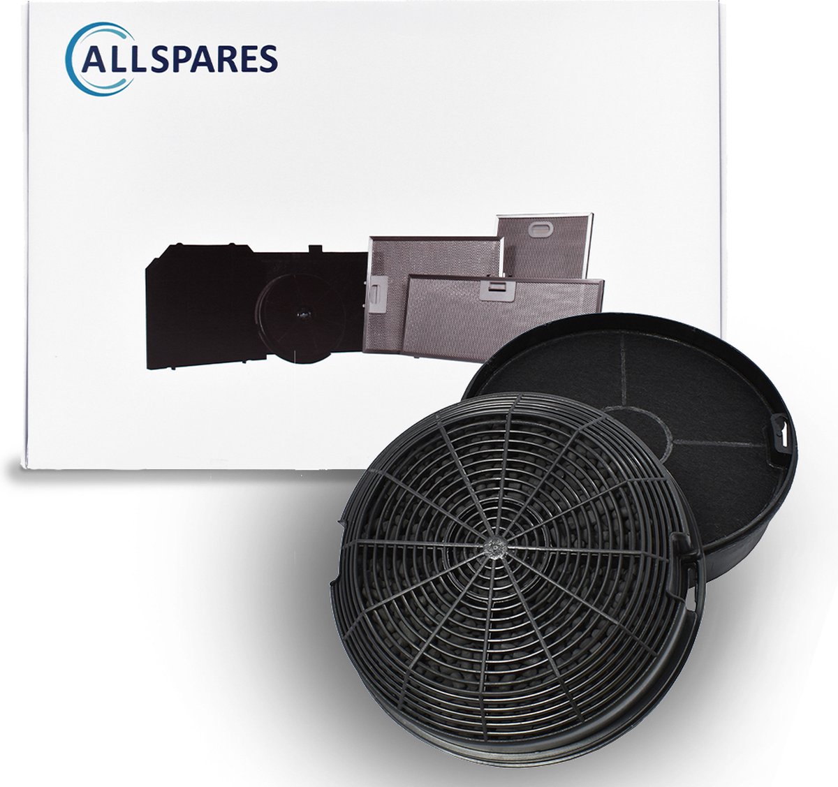 AllSpares Koolstoffilter (2st.) voor afzuigkappen geschikt voor o.a. AEG-Electrolux Elica Type 47 / CFC0141497 / F00479/1S en Whirlpool AMC023 (Ø150mm)