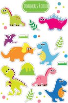 Stickers - Dinosaursussen Felgekleurd Cartoon - Scrapbook Hobby DIY Stickervel - 2-6.5cm - 28 Stuks
