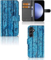 Magnet Case Geschikt voor Samsung Galaxy S23 FE Telefoonhoesje Wood Blue