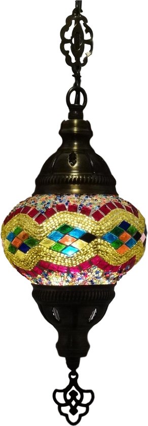 Suspension en mosaïque orientale (lampe turque) ø 13 cm jaune / panaché