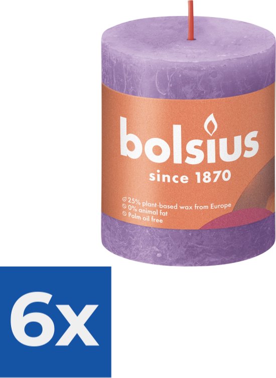Bolsius Stompkaars Vibrant Violet Ø68 mm - Hoogte 8 cm - Violet - 35 Branduren - Voordeelverpakking 6 stuks