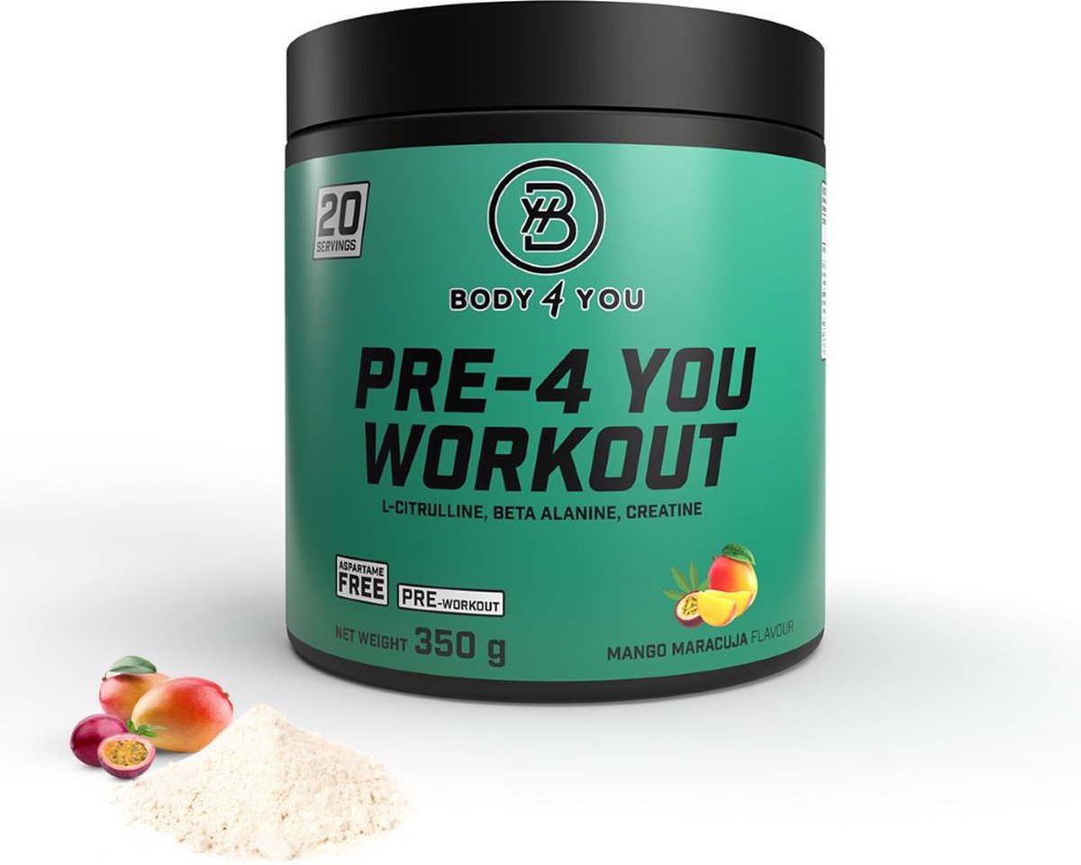 Body4You | Pre Workout | 350 gram - 20-30 servings - Mango Passievrucht