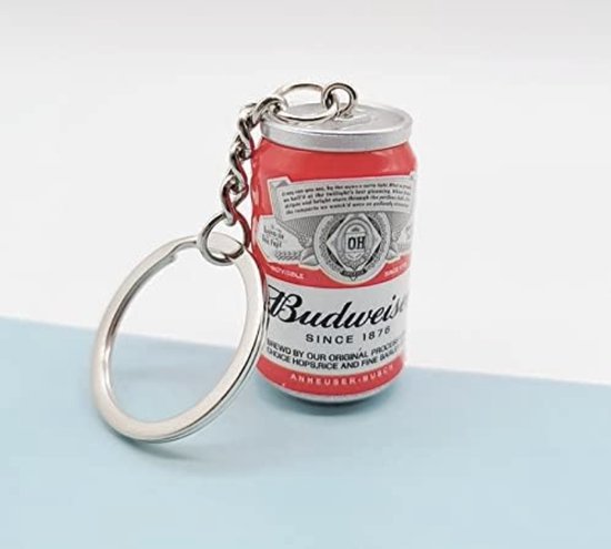Budweiser Bier Blik Sleutelhanger - Sleutelhangers - Sleutels - Cadeau - Grappige Cadeaus - Miniatuur - Accessoires