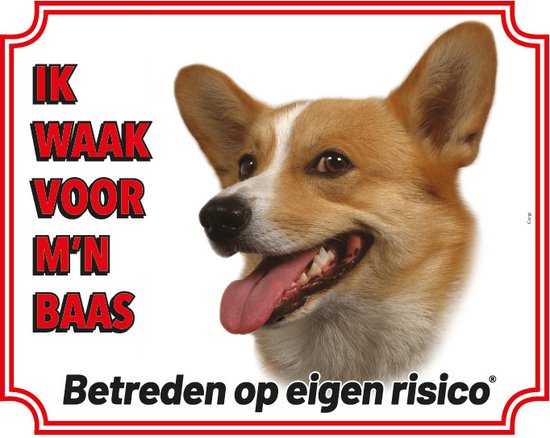Welsh Corgi Waakbord - Ik waak voor mijn baas
