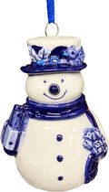 Pendentif sapin de Noël bonhomme de neige en bleu de Delft
