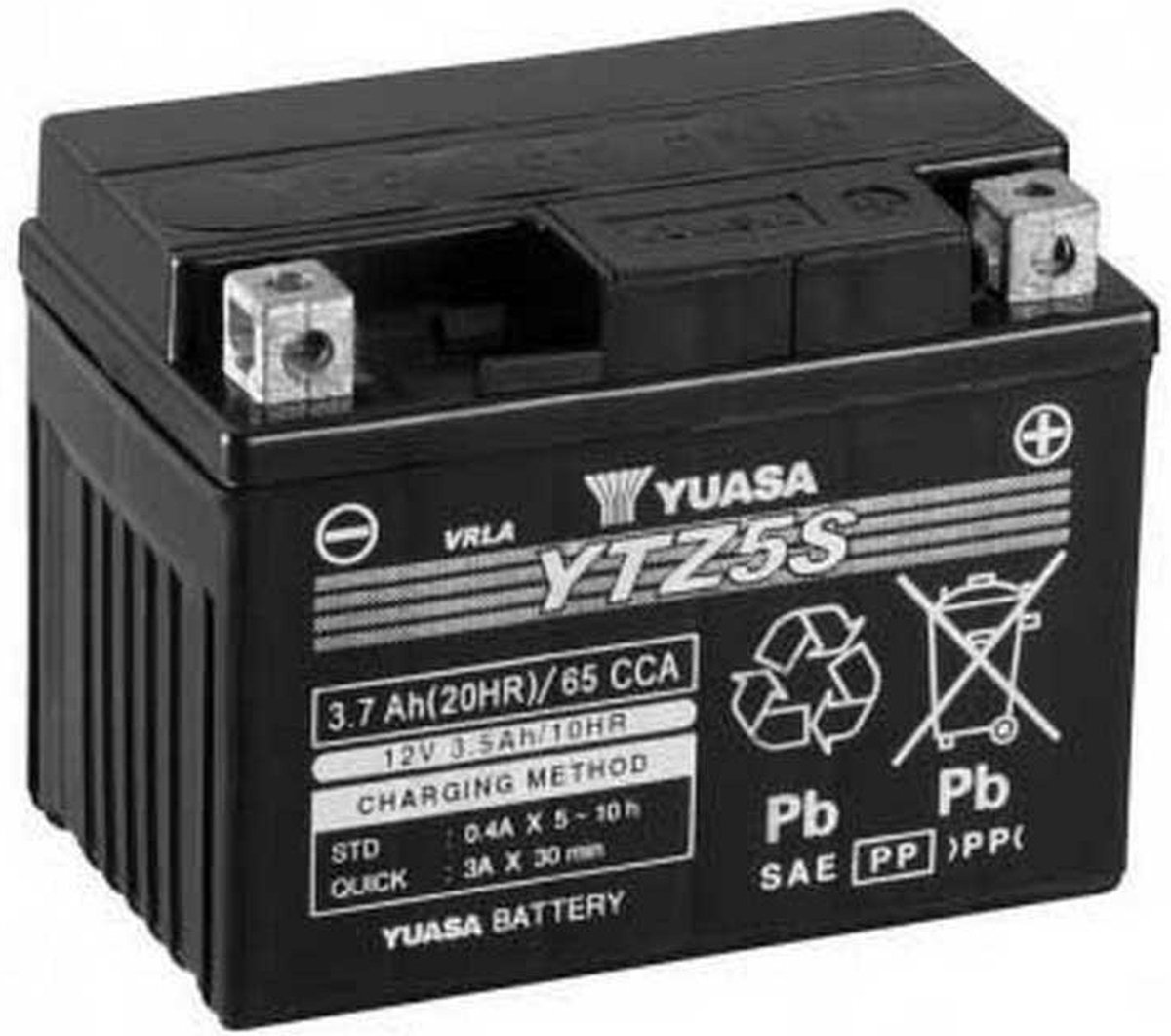 Yuasa Ytz5s 3.7 Ah Met Zure Batterij 12v Zilver