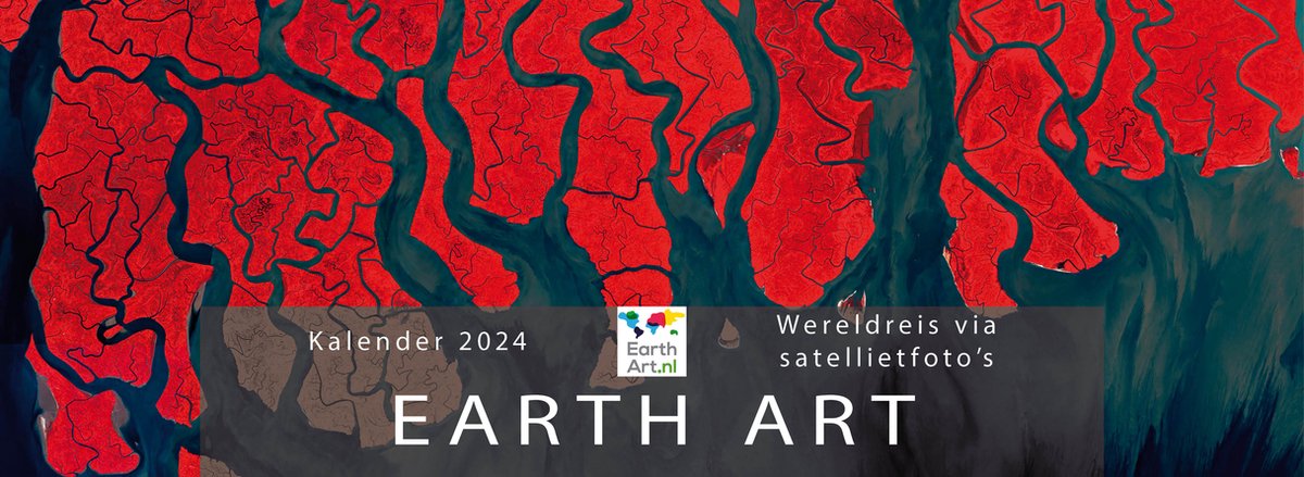 Earth Art bureaukalender 2024 - 12 maanden met kleurrijke satelliet foto's - 29,7 x 10,5 cm - met weeknummers