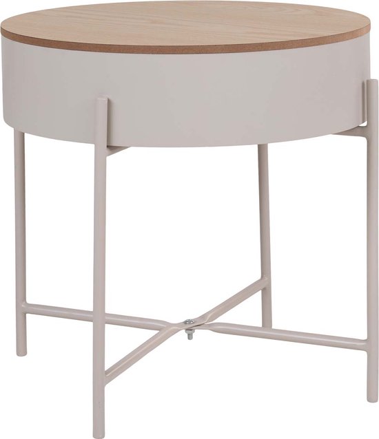 Sisco salontafel , bijzettafel Ø40cm beige, grijs.