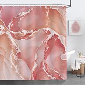 Rideau de Shower Marbre Pink Or Shower de Luxe Abstraits Modernes 180 x 180 cm Fabric Polyester imperméable Anti-moisissure Rideau de Salle de Bain Lavable pour Salle de Bain avec 12 Crochets