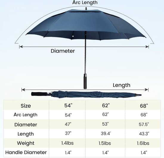 Paraplu groot, stormbestendig, automatisch open, L/XL/XXL, paraplu voor heren en dames, dubbele overkapping, geventileerd - Merkloos