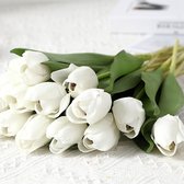 10 pièces Belle tulp artificielle - Apparence réaliste - Durable et facile à entretenir - blanc