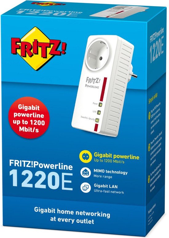 AVM FRITZ!Powerline 1220 bol - | Powerline-adapter 1200 Mbps - 1-Pack - Gigabit-Powerline