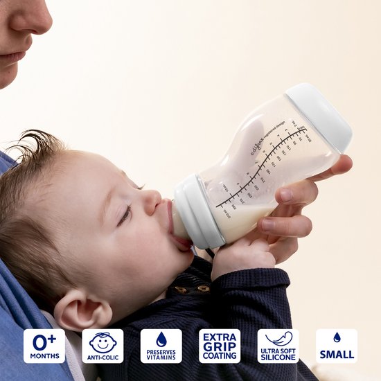 Difrax Biberon Verre Anti-Colique 250 ml Crème - Naissance, 0-6