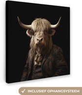 Canvas Schilderij Schotse hooglander - Koe - Portret - Dier - 50x50 cm - Wanddecoratie