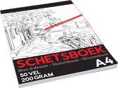 Creakit Schetsboek Pro A4 – Tekenpapier - A4 Formaat – 50 Vellen – 200 gram – Wit papier