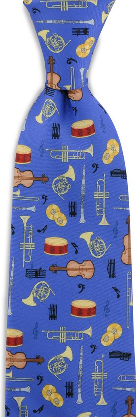 Cravate Instruments de musique - Sergé polyester imprimé - bleu roi / jaune / noir / rouge