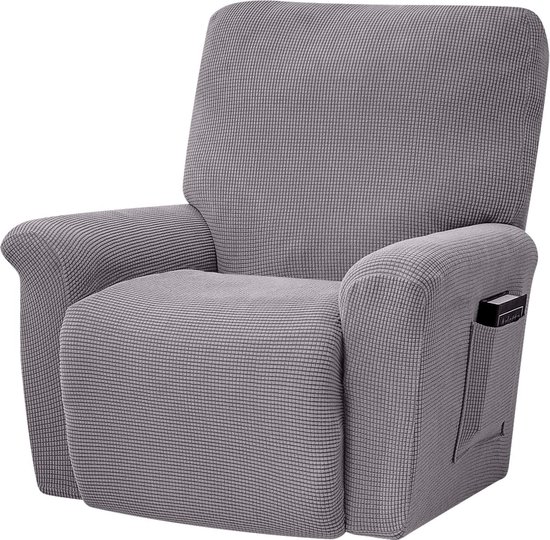 Stretchhoes voor relaxstoel, fauteuilhoes, elastische stoelhoes, 4-delige stoelbeschermer, elastische hoes voor televisiestoel, ligstoel, schommelstoel, relaxstoel (grijs)
