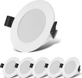 B.K.Licht - LED Badkamer Inbouwspots - set van 6 - IP44 - wit - badkamerverlichting - wit licht - 8.5x2.5 cm (DxH)