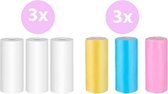 Mini Printer Rollen - 6 Stuks - 3 Kleur en 3 Normale Rollen - Rollen voor Pocket Printer - Navullingen