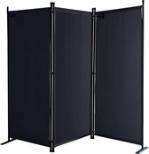 3-Piece Screen 170 x 165 cm Fabric Room Divider Balcony Privacy Screen Foldable Black