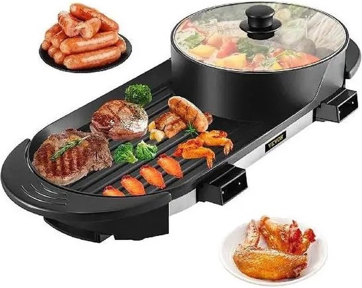 Jo-Jo Products 4U Jo-Jo s 4U Elektrische BBQ Pan Hotpot Electrisch Koreaanse BBQ Korean Grill Party Pan Anti Aanbak