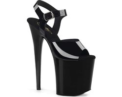 Pleaser - FLAMINGO-808N Sandaal met enkelband, Paaldans schoenen - Paaldans schoenen - 44 Shoes - Zwart