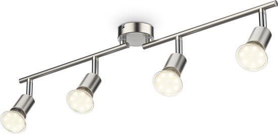 B.K.Licht - Plafondspots - met 4 lichtpunten - GU10 fitting - railverlichting - opbouwspots - incl. 4x GU10 - 3.000K - 250Lm
