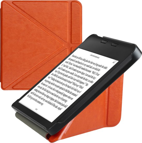 kwmobile case geschikt voor Kobo Libra 2 - Met standaard - E reader cover van kunstleer - In oranje