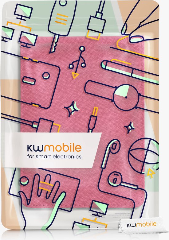 kwmobile e-reader hoesje geschikt voor Kobo Clara 2E hoes - E reader flip case van kunstleer - Ereader cover met handgrip en stand - In neon roze van kwmobile — afbeelding 4