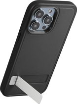 kwmobile telefoonhoesje geschikt voor iPhone 15 Pro - Hard case met TPU bumper - Met standaard - In zwart